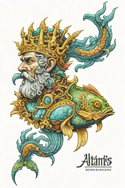 atlantis king tritan tattoo design idea
