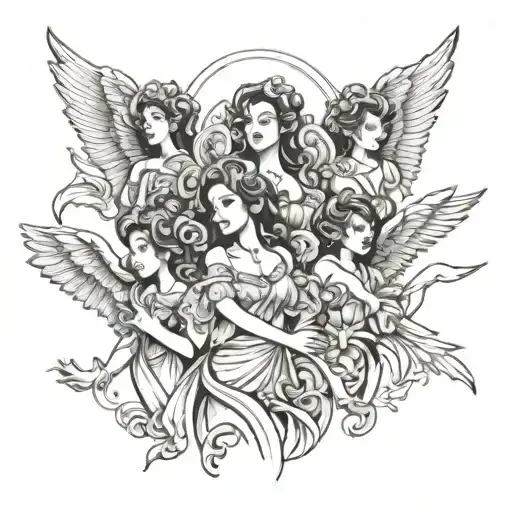 seven Spanish angels tattoo design idea