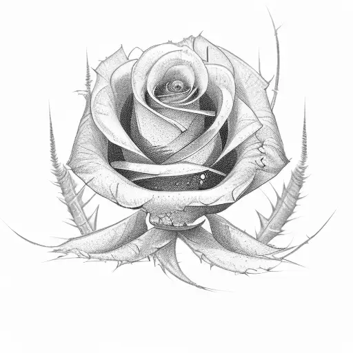 26.05.2018, thistle, rose, love, marriage  tattoo design idea