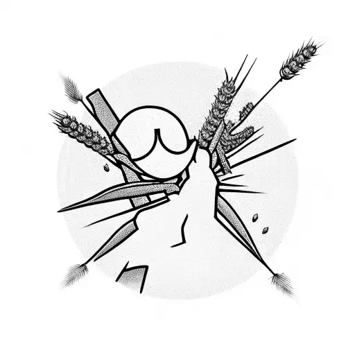 Harvest moon over a field of wheat tattoo design idea