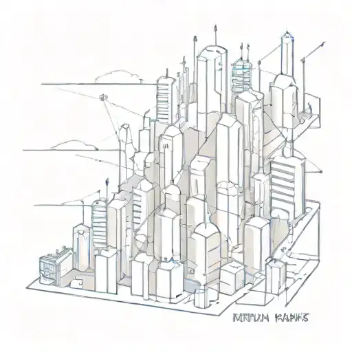 A futuristic cityscape with neural network connections intertwined throughout tattoo design idea