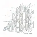 A futuristic cityscape with neural network connections intertwined throughout tattoo design idea