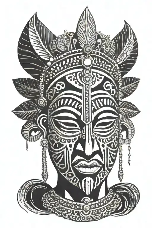 west African mask tattoo design idea
