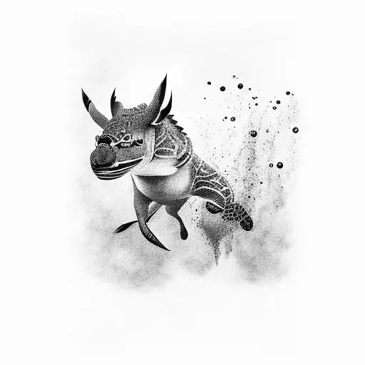 Pantanal wildlife in a surreal underwater scene tattoo design idea