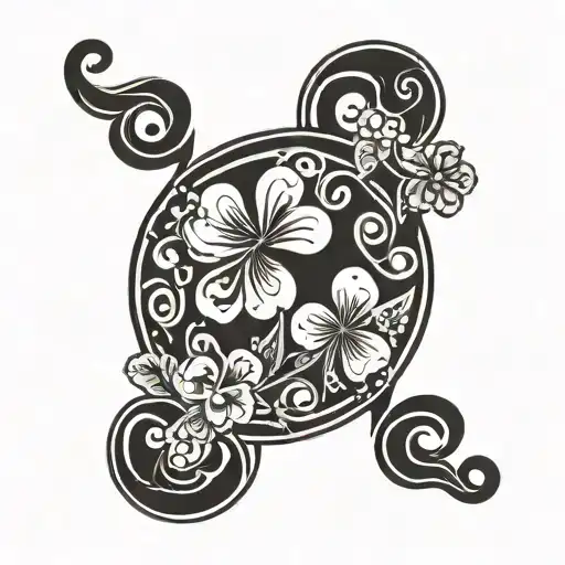 horseshoe and clover leaf clover inside tattoo design idea