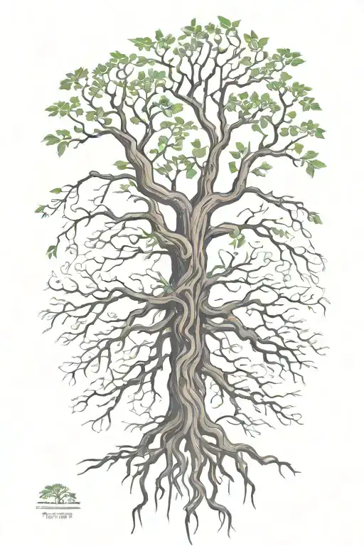 poison tree of life with roots reaching deep tattoo design idea