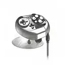 A sketch-style tattoo of a joystick surrounded by gaming symbols and phrases tattoo design idea