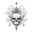 Coffin with rosary tattoo design idea