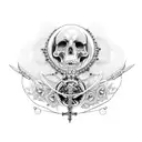 Coffin with rosary tattoo design idea