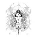 Coffin with rosary tattoo design idea