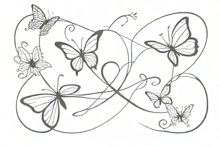 butterflies fluttering with infinity sign in loving memory tattoo design idea
