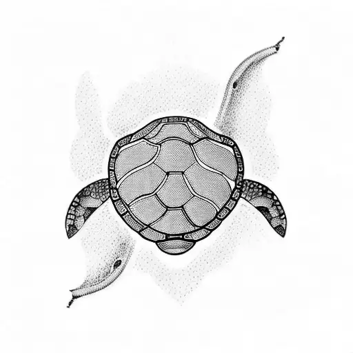 Turtle with diving mask tattoo design idea