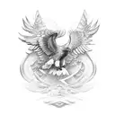 Eagle with wings and strength tattoo design idea