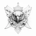 Eagle with wings and strength tattoo design idea