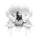 Eagle with wings and strength tattoo design idea
