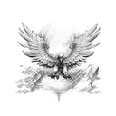 Eagle with wings and strength tattoo design idea