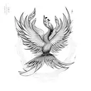Phoenix bird with music note tattoo design idea