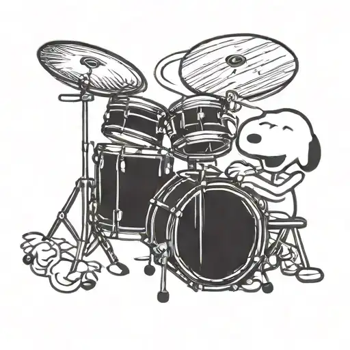 Snoopy playing drums tattoo design idea