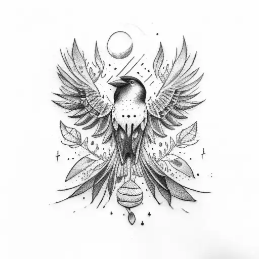 Croatian wattle and crows tattoo design idea