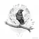 Croatian wattle and crows tattoo design idea