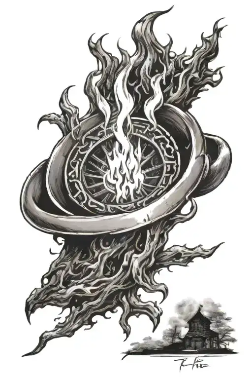 the fire ring tattoo design idea