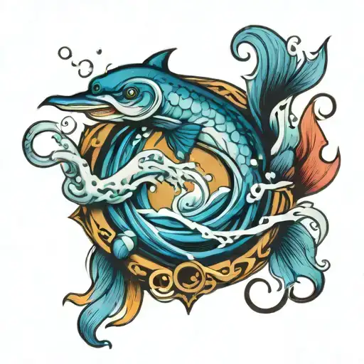 Heart Pumping water into a river flowing tattoo design idea