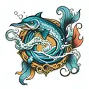 Heart Pumping water into a river flowing tattoo design idea