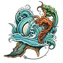 Heart Pumping water into a river flowing tattoo design idea