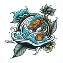 Heart Pumping water into a river flowing tattoo design idea