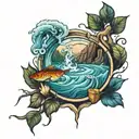 Heart Pumping water into a river flowing tattoo design idea