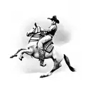 cowboy riding horse shooting gun tattoo design idea