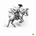 cowboy riding horse shooting gun tattoo design idea