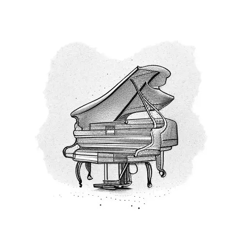 A tattoo of a grand piano with floral embellishments on the keys tattoo design idea