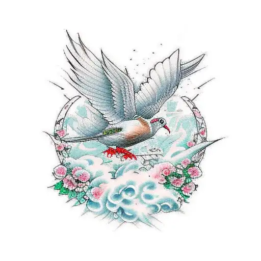 bible verse with dove coming down  tattoo design idea
