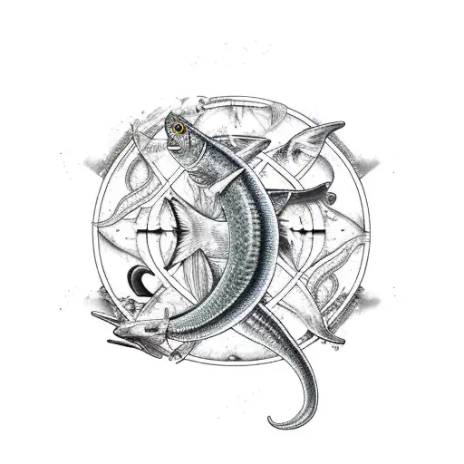 ship, Pisces, eel, pantera tattoo design idea