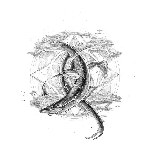 ship, Pisces, eel, pantera tattoo design idea
