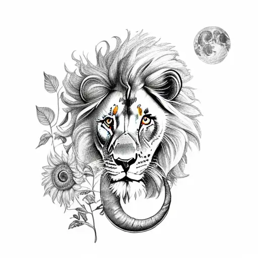Sunflowers, lilies , butterflies, alice & wonderland, a lion, a elephant, a moon , a sunset tattoo design idea