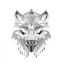 wolf with elephant and lion tattoo design idea