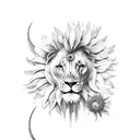 Sunflowers, lilies ,butterflies,alice & wonderland, a lion, a elephant, a moon , a sunset  tattoo design idea