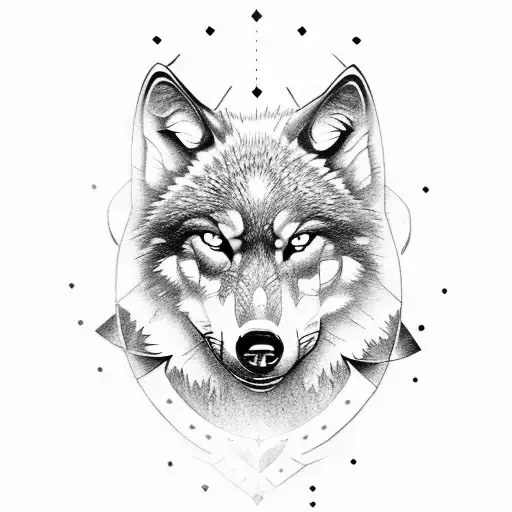 wolf shield stone tattoo design idea
