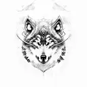 wolf shield stone viking tattoo design idea