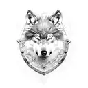 wolf shield stone viking tattoo design idea