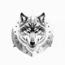 wolf shield stone viking tattoo design idea