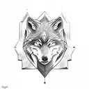 wolf shield stone tattoo design idea