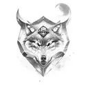 wolf shield stone tattoo design idea