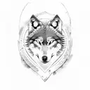 wolf shield stone tattoo design idea