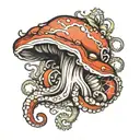 mushroom and octopus tentacles tattoo design idea
