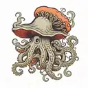 mushroom and octopus tentacles tattoo design idea