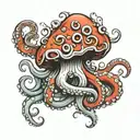 mushroom and octopus tentacles tattoo design idea