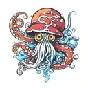 mushroom and octopus tentacles tattoo design idea